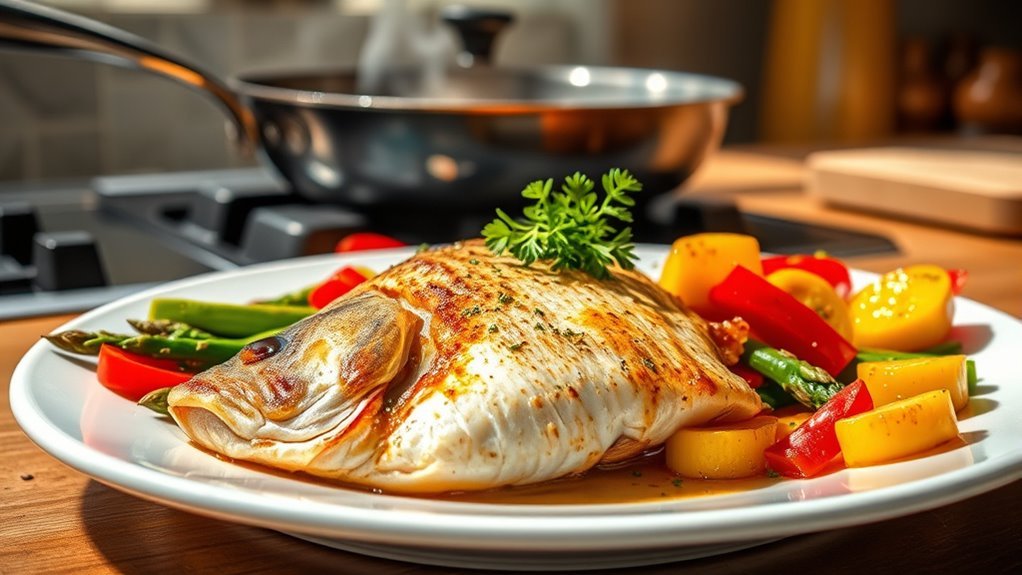 cook bass with vegetables