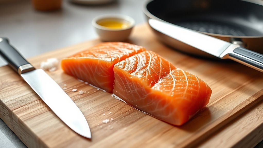 frozen salmon rinse pat dry