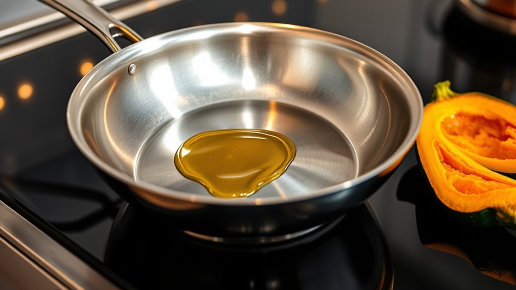 heat oil shimmer sizzle