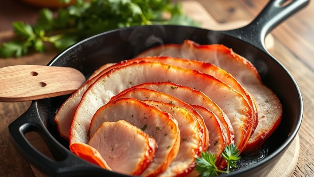 pan fry ham evenly crispy