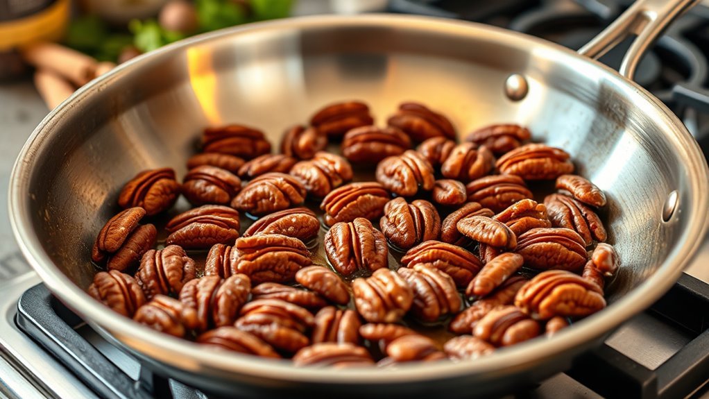 preheat pan stir pecans