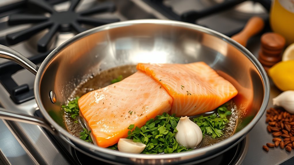 sear frozen salmon properly