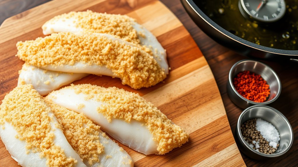 seasoned breaded fish fillets