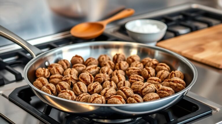 toast walnuts in pan