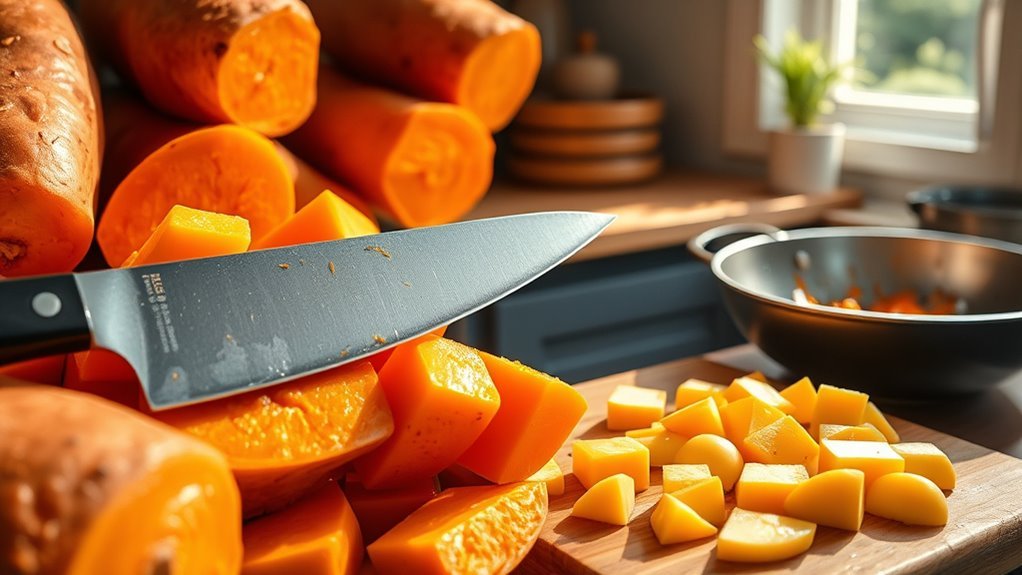 uniformly sliced sweet potatoes